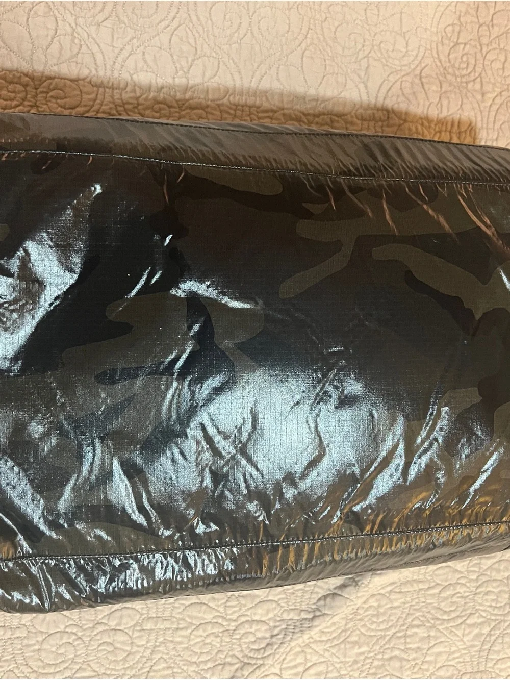 Saint Laurent Black Camouflage Duffel with White Logo